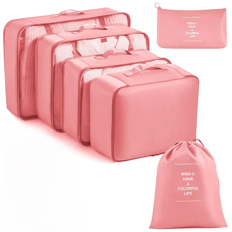 New 6 Pcs /Set Travel Organizer Storage Bags Suitcase Packing Cubes Set Cases Portable Luggage Clothes Shoe Tidy Pouch Folding