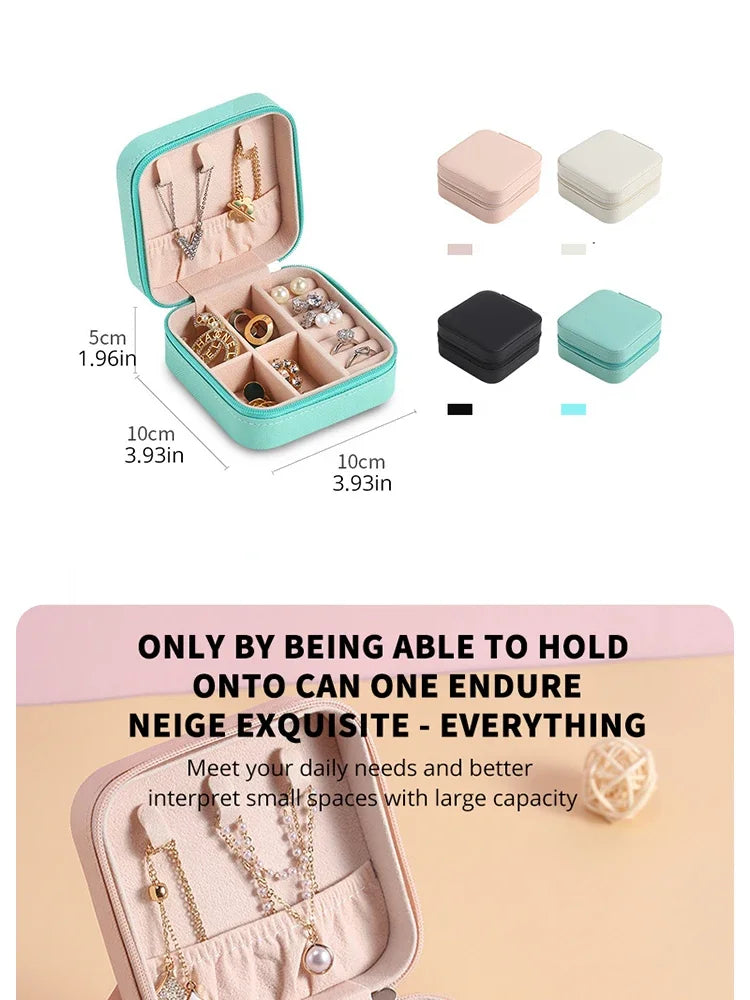 Mini Jewelry Storage Box Portable Home Travel Earrings Necklace Storage Case for Women Ring Organizer PU Leather Display Case