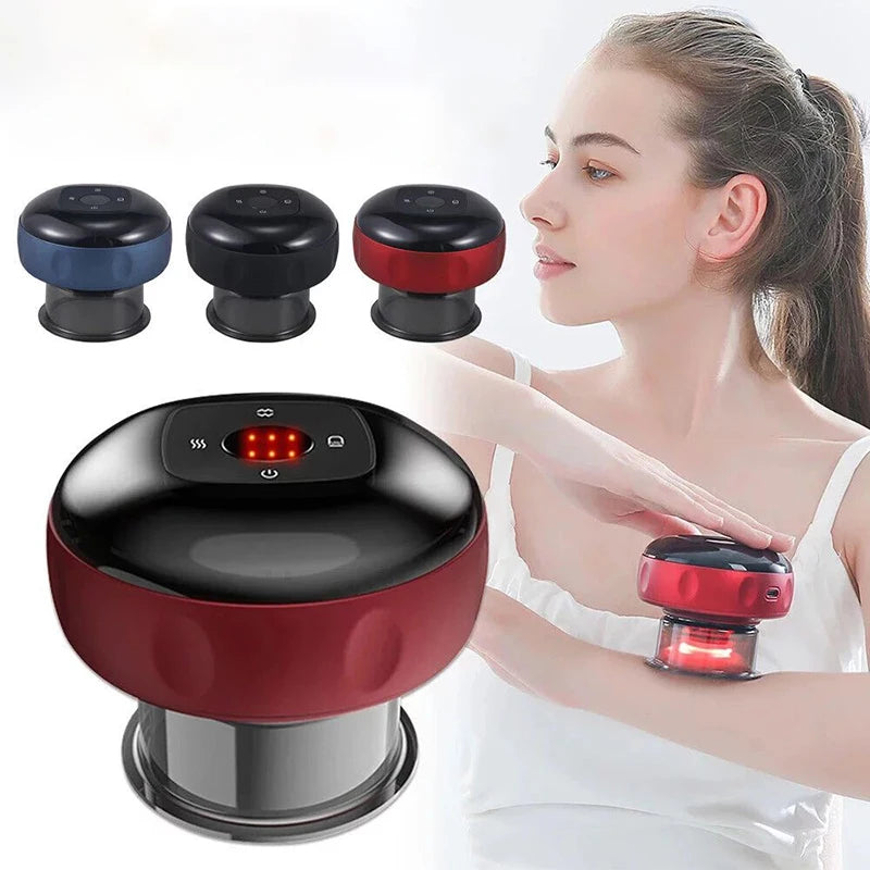 Body Scraping Massage Smart Electric Vacuum Cupping Heating Suction Cup Device Back Neck Arm Massger