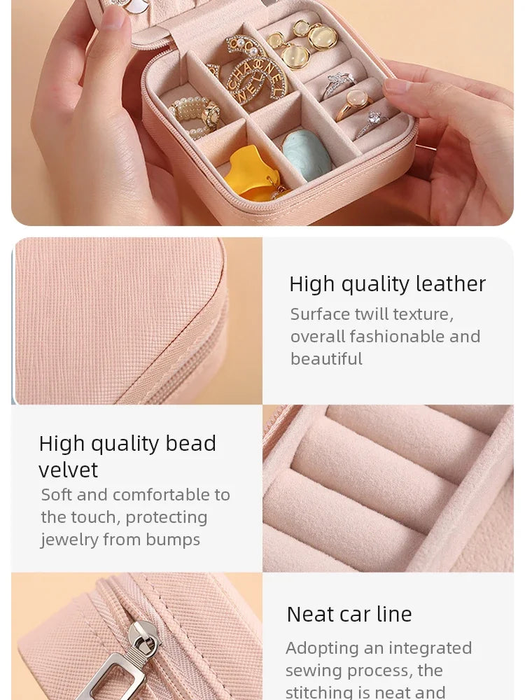 Mini Jewelry Storage Box Portable Home Travel Earrings Necklace Storage Case for Women Ring Organizer PU Leather Display Case